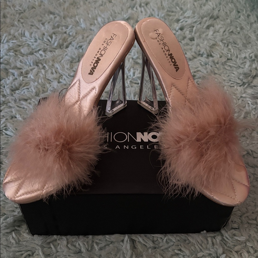 Fashion Nova Beige Fluffy Heels